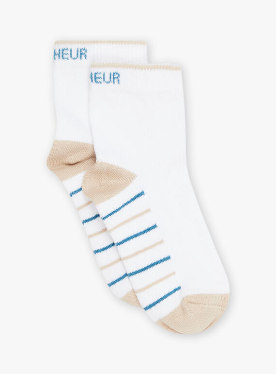 Calcetines crudo con rayas azules y beige FREBASSAGE / 23E4PGI1SOQ000