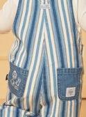 Pantalón largo con peto vaquero azul y blanco con estampado de rayas LADEREK / 24H1BGJ1SALP274