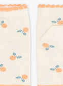 Calcetines cortos de color vainilla con estampado jacquard de mandarinas FLAZETTE / 23E4PFO1SOB114