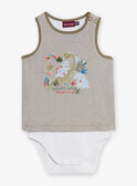 Body 2 en 1 con rayas y estampado de dinosaurios para bebé niño CAWOLSEN / 22E1BGP1BOD626