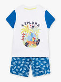 Pijama de color crudo y azul con estampado de la selva para niño CAJAGE / 22E5PG54PYJ001