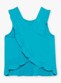 Camiseta de tirantes de color azul turquesa con estampado de tortuga para niña CAUJERETTE  2 / 22E2PFT1DEB202