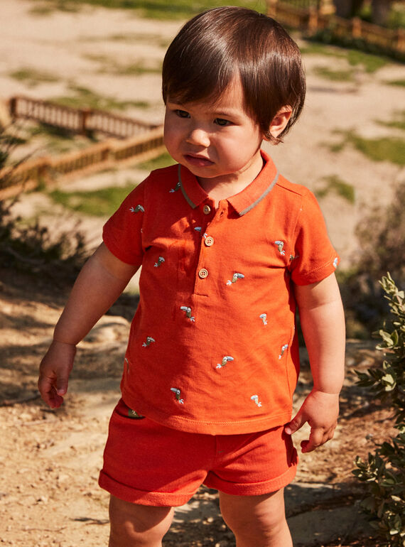 Polo rojo anaranjado para bebé niño CAWEDOU / 22E1BGP1POLF527