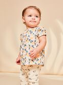Blusa de color vainilla de satén con estampado de frutas FAPENNY / 23E1BFO1CHE114