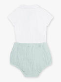 Conjunto de body crudo con cuello y cubrepañal verde para recién nacido unisex COLOAN / 22E0CMI1ENS203