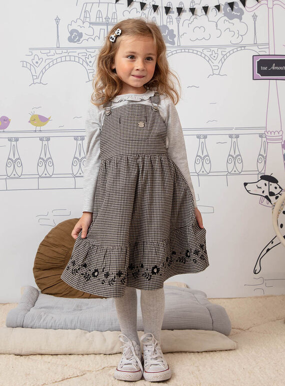 Vestido peto fluido con estampado vichy para niña BECHAETTE / 21H2PF21CHS090