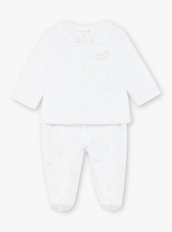 Conjunto de cárdigan y pantalón de terciopelo blanco para bebé ZOEDEN / 21E0NMG1ENS000