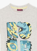 Camiseta gris ceniza con estampado de dinosaurio para niño CAXOLAGE / 22E3PGB1TMCJ904