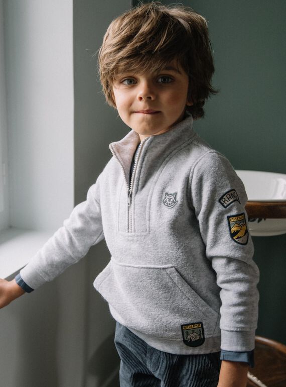 Jersey gris jaspeado con bolsillo frontal DEBADGEAGE / 22H3PGR1PUL943