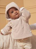 Chaqueta de nacimiento beige de terciopelo con capucha LOAC / 24H0CM11VES007