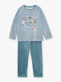 Pijama azul de terciopelo con estampado de rayas KUINOAGE / 24E5PG51PYJ001
