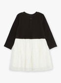 Vestido negro bimateria efecto doble prenda GLIDUOETTE / 23H2PFR2ROB090