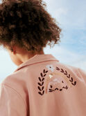 Chaqueta de twill de color rosa empolvado con estampado de gatos para niña CLATWETTE / 22E2PFG1VESD327