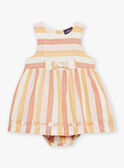 Vestido y braga de color crudo con estampado de rayas FAUNA / 23E1BFP2ROB001