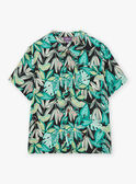 Camisa de color turquesa con estampado de hojas KROCHEMAGE 2 / 24E3PGT2CHM942