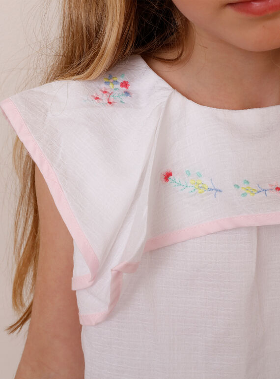 Camisa de volantes de color crudo para niña TYBOETTE / 20E2PFJ1CHE000