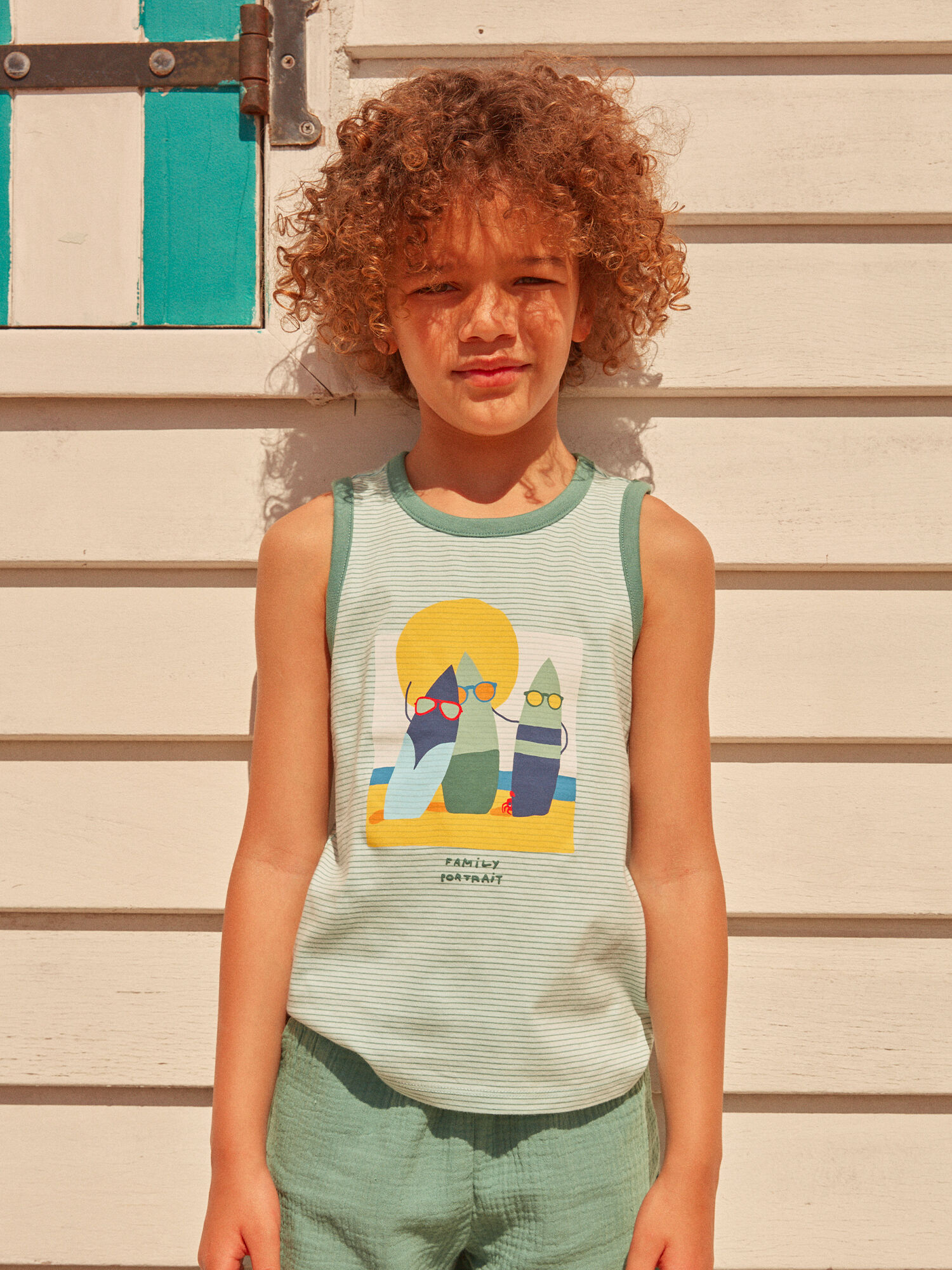 Camiseta sin mangas Verde agua Tablas de Surf Chico Sergent Major