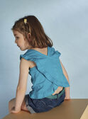 Camiseta de tirantes de color azul turquesa con estampado de tortuga para niña CAUJERETTE  2 / 22E2PFT1DEB202
