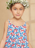 Vestido corto avolantado de color azul con estampado de flores y cerezas KRUROBETTE 1 / 24E2PFK6RBSD319
