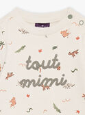 Sudadera beige de muletón con estampado animal FATAHAR / 23E1BGP1SWE007