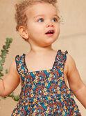Vestido azul marino de popelina con estampado de flores y peces multicolores KAZAZIE / 24E1BFS2ROB718