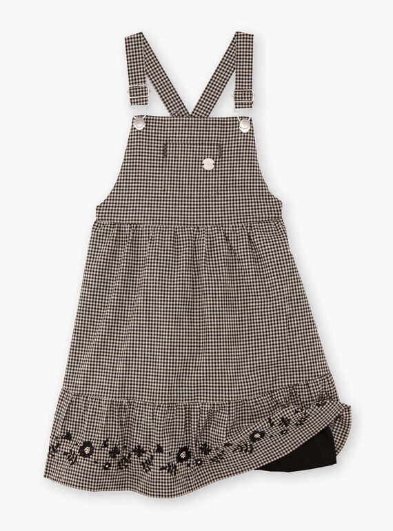 Vestido peto fluido con estampado vichy para niña BECHAETTE / 21H2PF21CHS090