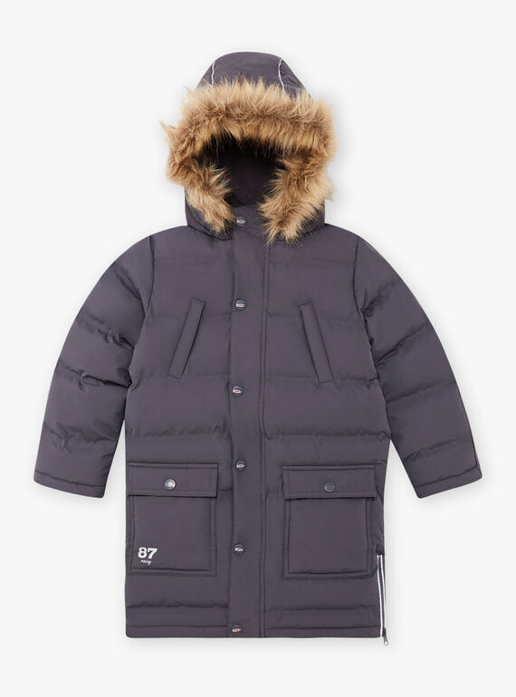 Parka gris oscuro con forro polar para niño BADOUNAGE / 21H3PGE3PARJ916