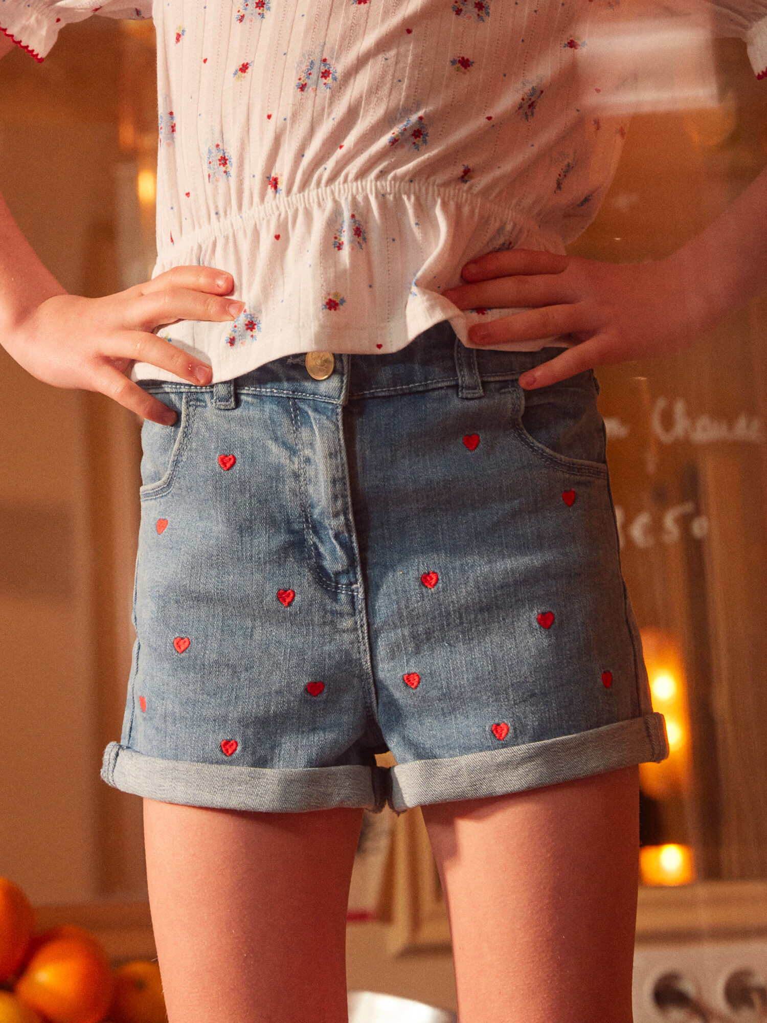 Pantalones cortos vaqueros corazones Chica Sergent Major