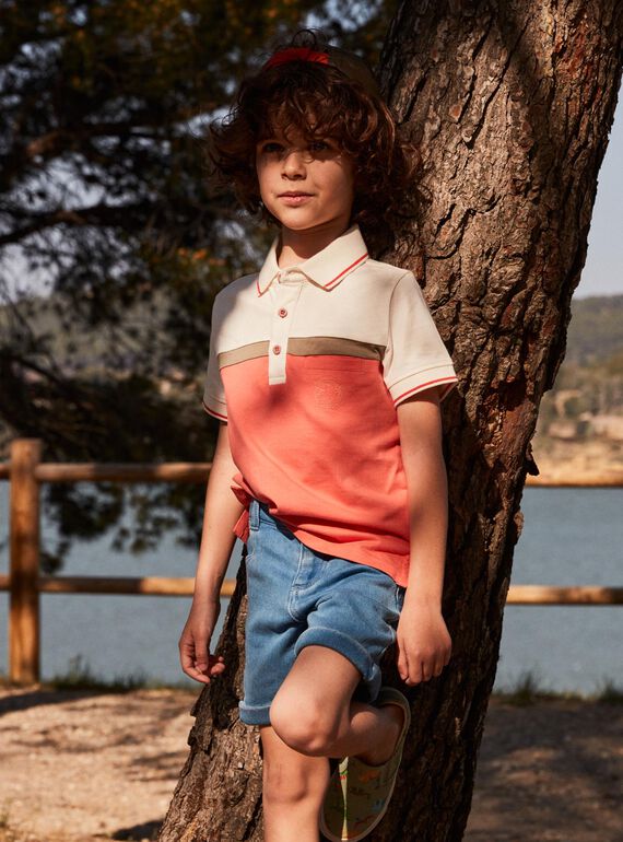 Polo crudo y coral para niño CUWIAGE / 22E3PGP1POL001