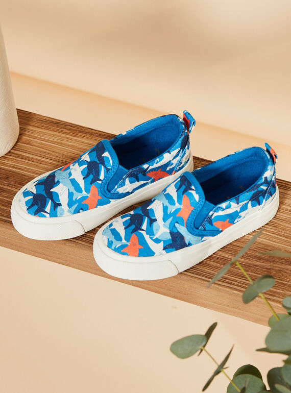 Slip-on de color azul con estampado de tiburones FEVANAGE / 23N10PG31D16715