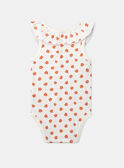 Body de canalé crudo sin mangas con estampado de flor azul y naranja KAZARA / 24E1BFS1BOD001