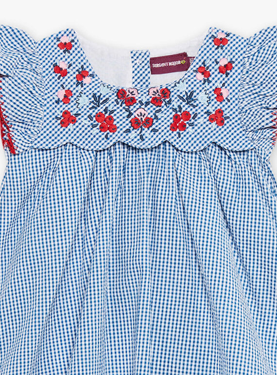 Conjunto de vestido bordado y cubrepañal de mil rayas de cuadros para bebé niña CAFABIENNE / 22E1BF81ROB208