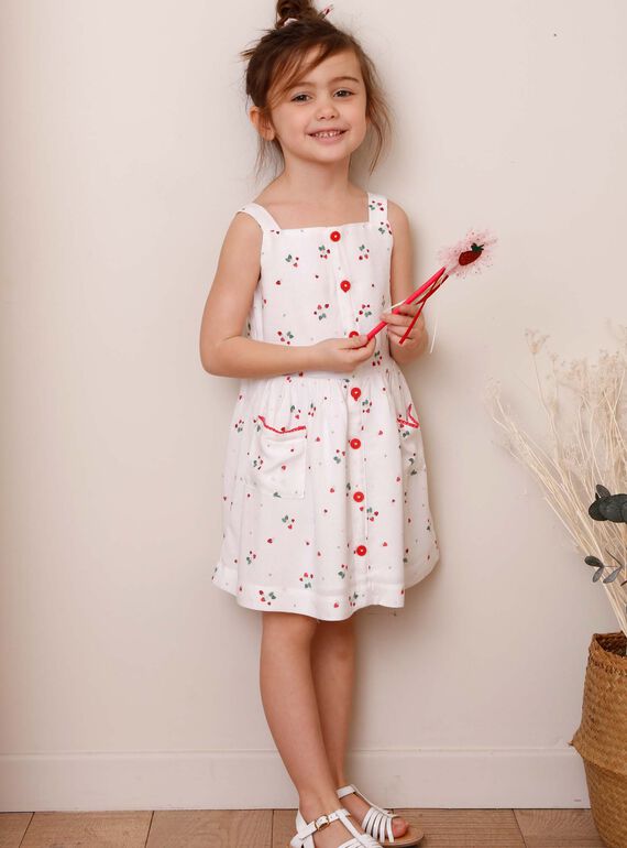 Vestido de color crudo con estampado de fresa ZOLOMETTE / 21E2PFJ1CHS001