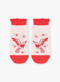 Calcetines cortos de color nude con estampado de pájaros FLUZOETTE / 23E4PFQ1SOBD319