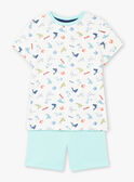 Conjunto de playa de color crudo y celeste, de camiseta y short para niño ZIPALAGE4 / 21E3PGQ3ENS001