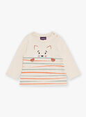 Camiseta beige jaspeada con manga larga con estampado de zorro GABRUCE / 23H1BG71TMLA011