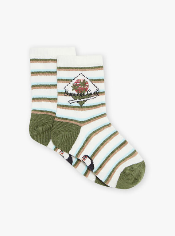 Calcetines de rayas crudas con Jacquard loro FIMOUAGE / 23E4PGD1SOQ001