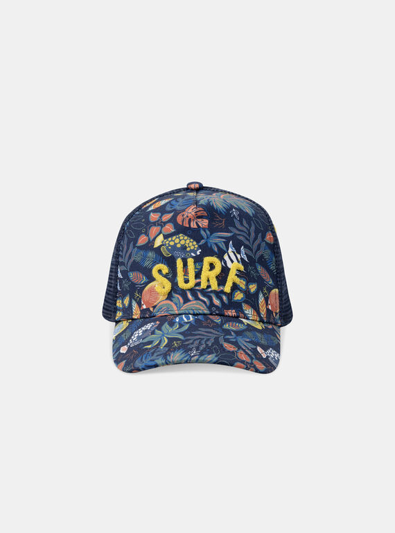 Gorra azul marino con estampado de hojas tropicales y peces KLOFAGE / 24E4PGS1CHAC234