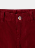 Pantalones de terciopelo rojo LAROVAGE / 24H3PGR2PAN501