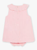 Vestido de popelina rosa con bordado de conchas y cubrepañal para bebé niña CASOLEIL / 22E1BFN1ROBD315
