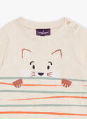 Camiseta beige jaspeada con manga larga con estampado de zorro GABRUCE / 23H1BG71TMLA011