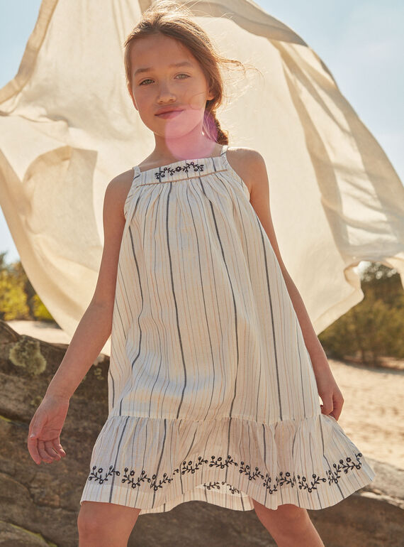 Vestido de color crudo con estampado de rayas FLIRAYETTE / 23E2PFP1RBS001