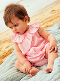 Vestido de popelina rosa con bordado de conchas y cubrepañal para bebé niña CASOLEIL / 22E1BFN1ROBD315
