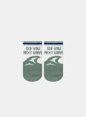 Calcetines Jacquard Animación See You Next Wave blanco y turquesa KLIVAGAGE / 24E4PGR1SOQG600