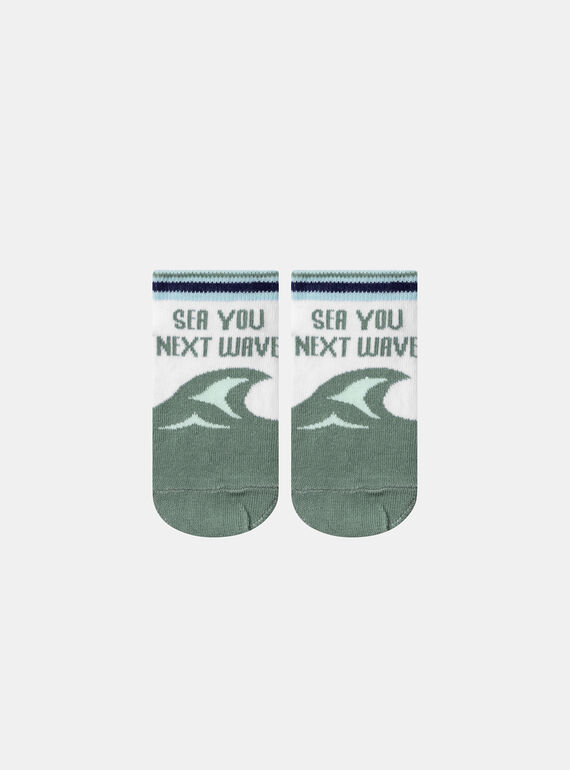 Calcetines Jacquard Animación See You Next Wave blanco y turquesa KLIVAGAGE / 24E4PGR1SOQG600