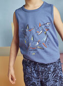 Camiseta de tirantes azul con estampado de fantasía y tiburones para niño CYDEBAGE1 / 22E3PGT1DEBC240