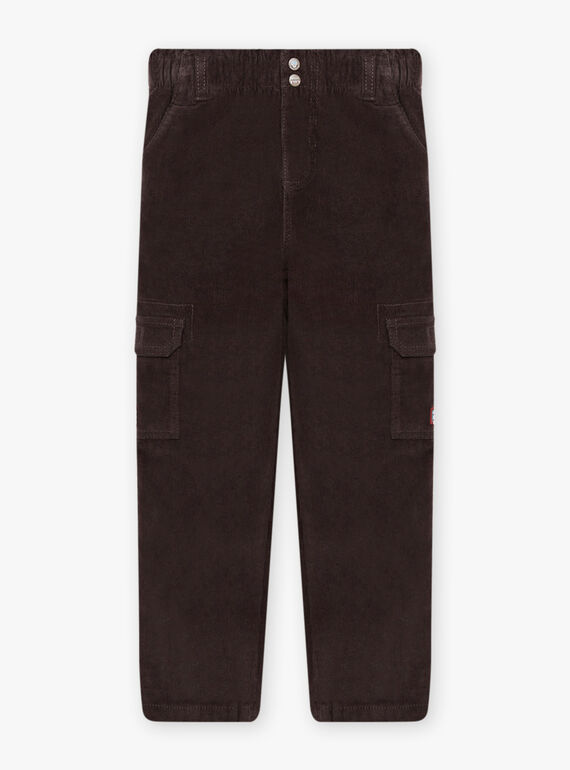 Pantalón negro de terciopelo con múltiples bolsillos para niño BOROAGE / 21H3PGO2PAN814