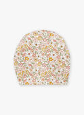 Gorro de recién nacido crudo y rosa con estampado de flores LOA / 24H0AF11BON001