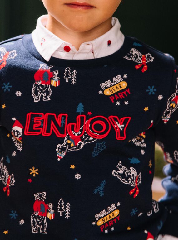 Sudadera de manga larga con estampado de oso polar DUPOMAGE / 22H3PG61SWEC205
