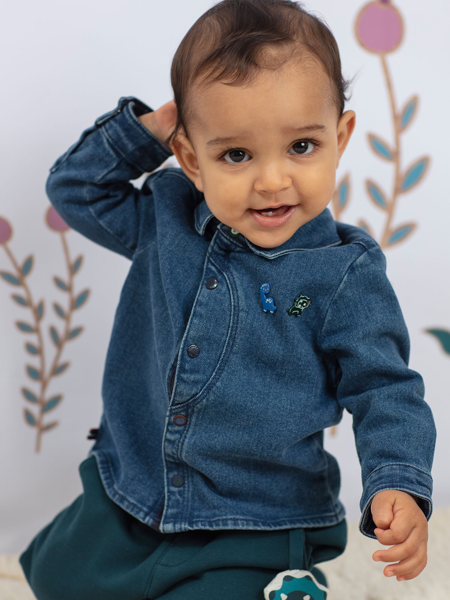 Camisa vaquera azul para beb ni o